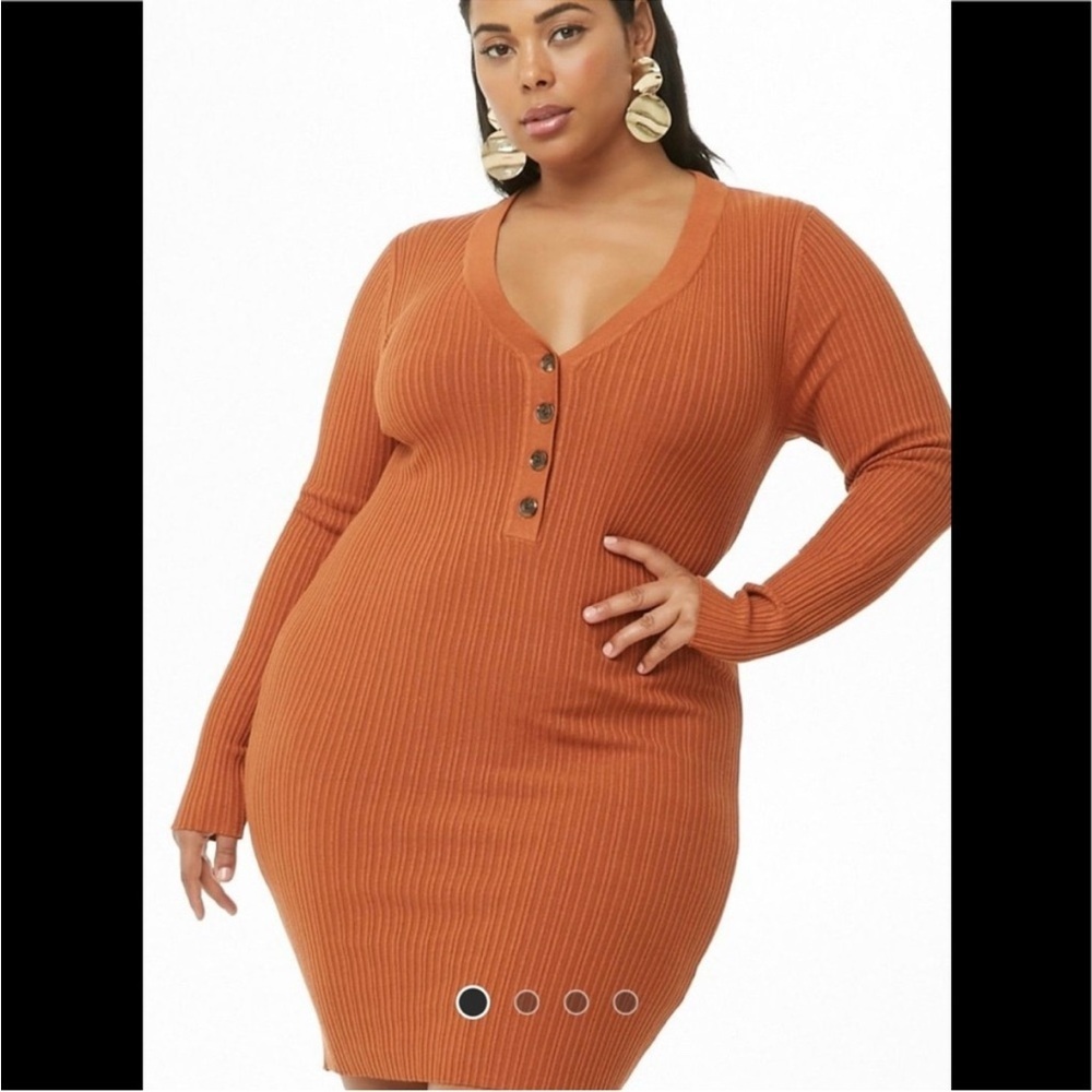 Rust color bodycon knit dress